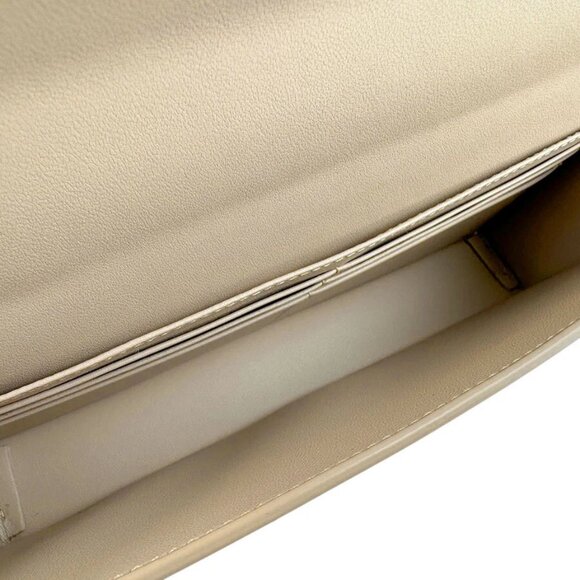 Auth Christian Dior Chain Shoulder Bag Beige/Gold Leather/Metal - z4382 - Picture 5 of 12